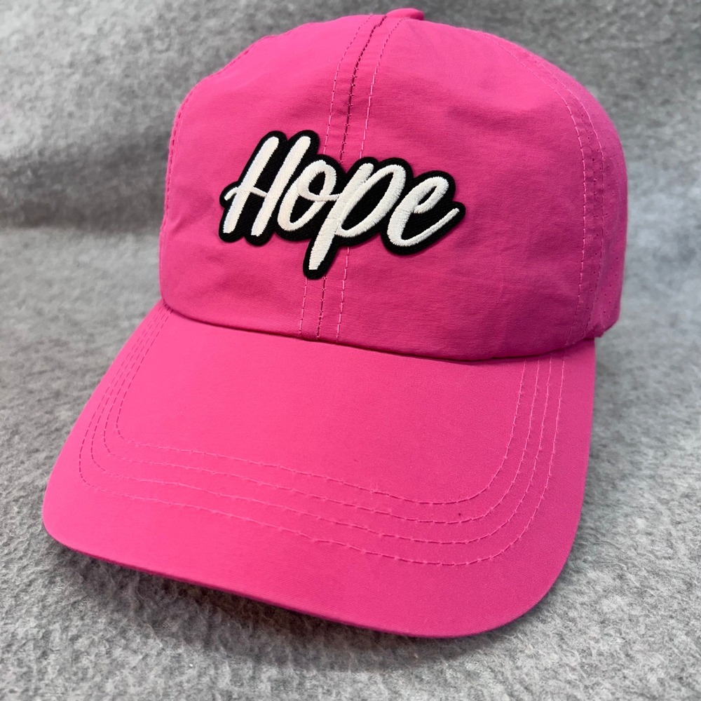 Hope Script Womens Pink Unbranded Baseball Cap Ponytail Back Adjustable OSFM